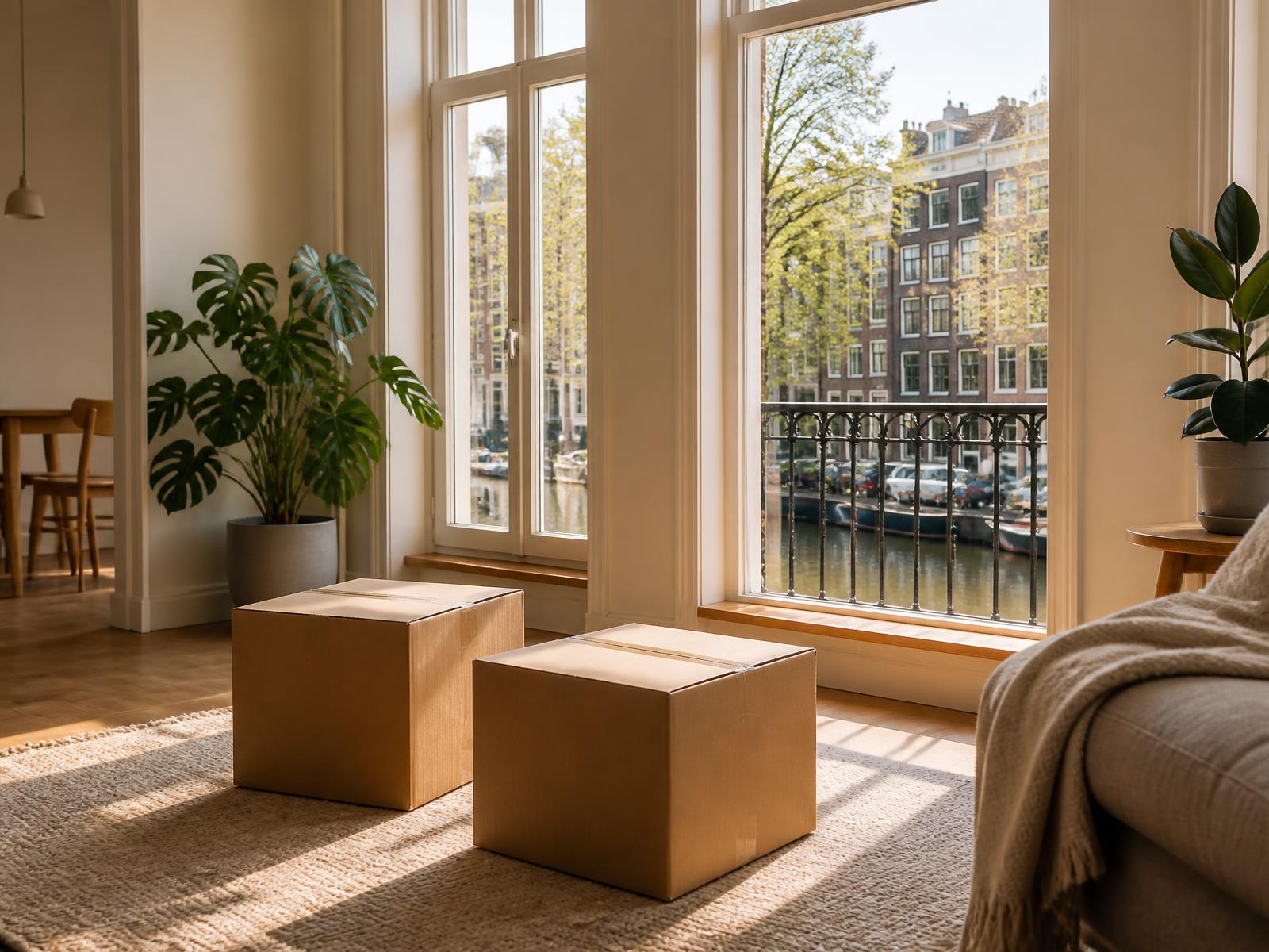 Licht Nederlands huurappartement met planten en houten vloer